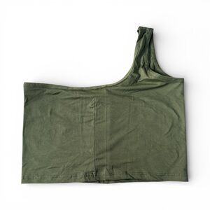 Olive Green One-Shoulder Crop Top Tank Top Casual Summer Blouse Warm Weather